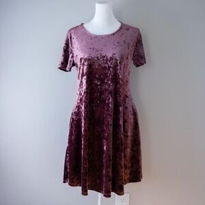 Demanding by Say Whaat? Magenta Crushed Velvet Dress